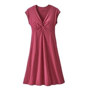 Patagonia Sea Brook Bandha Berry Pink Twist Midi Dress Small